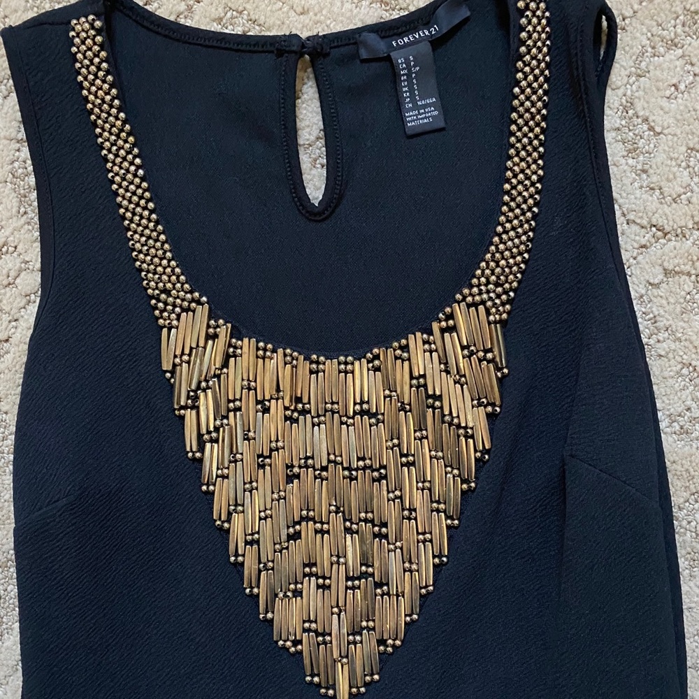 Forever21 dress black w/gold accessories size S - Picture 4 of 6
